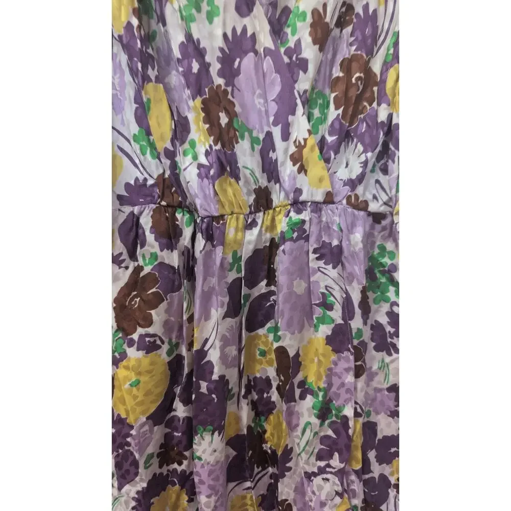 Kate Spade floral lawn dress size 10 purple yellow and brown - Picture 3 of 5